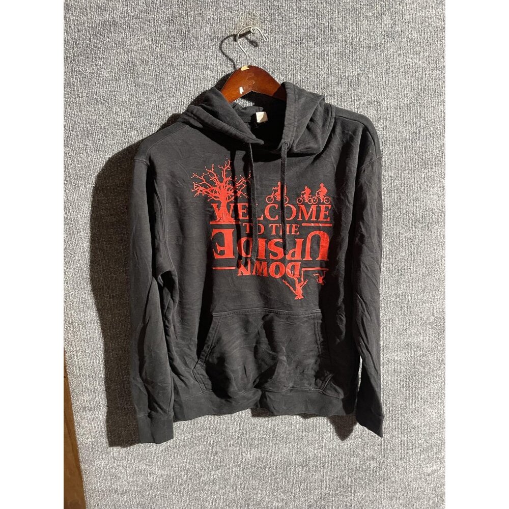 Stranger Things Hoodie Mens Small Black Welcome To The Upside Down Graphic